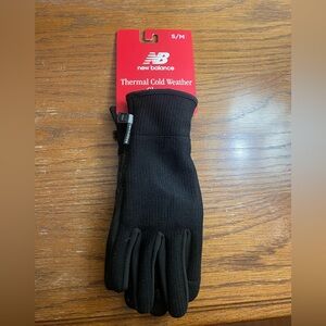 New Balance Black Thermal Gloves with touch tips and silicone grip